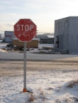 Stop sign with syllabics